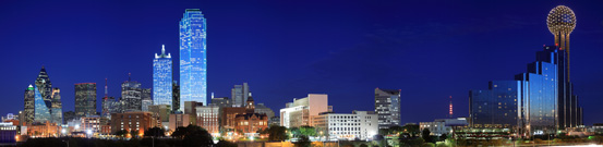 The Dallas skyline at night
